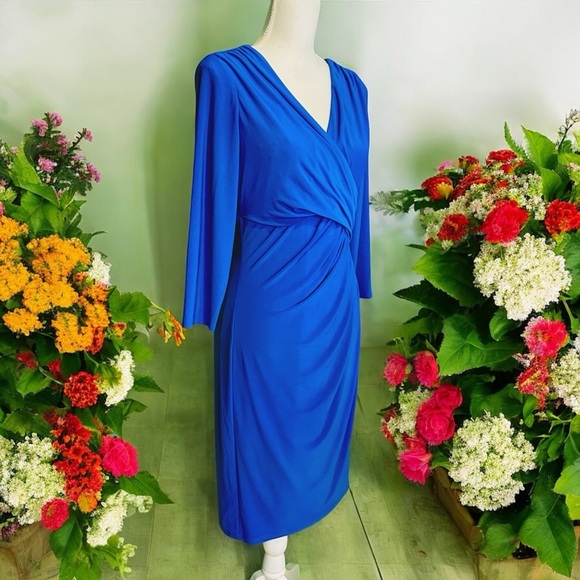 Lauren Ralph Lauren ‘Wrap-Front Jersey Knit Dress’ in “Royal Blue” Size 10 - Picture 15 of 16